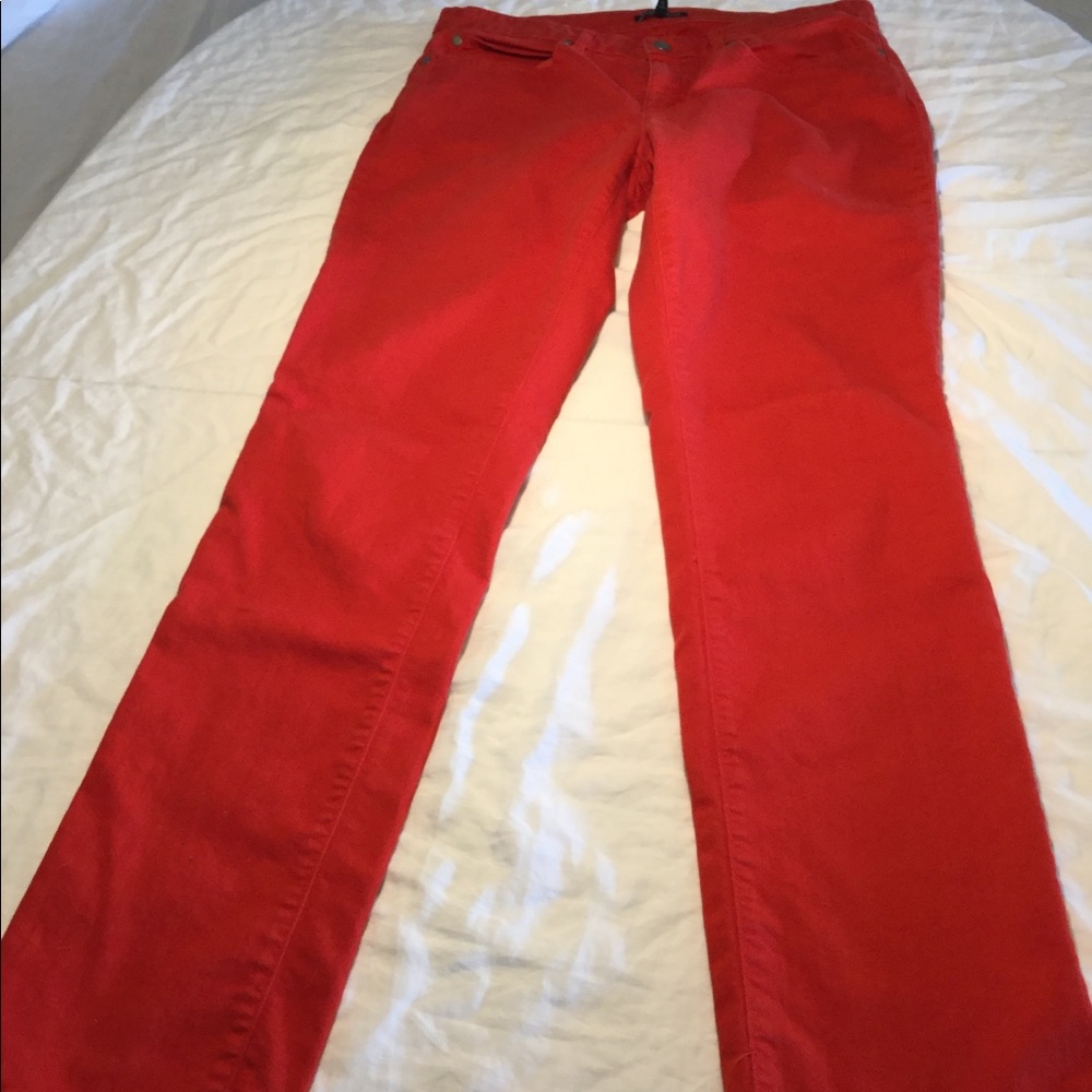 Red Eileen Fisher straight jeans, size 8